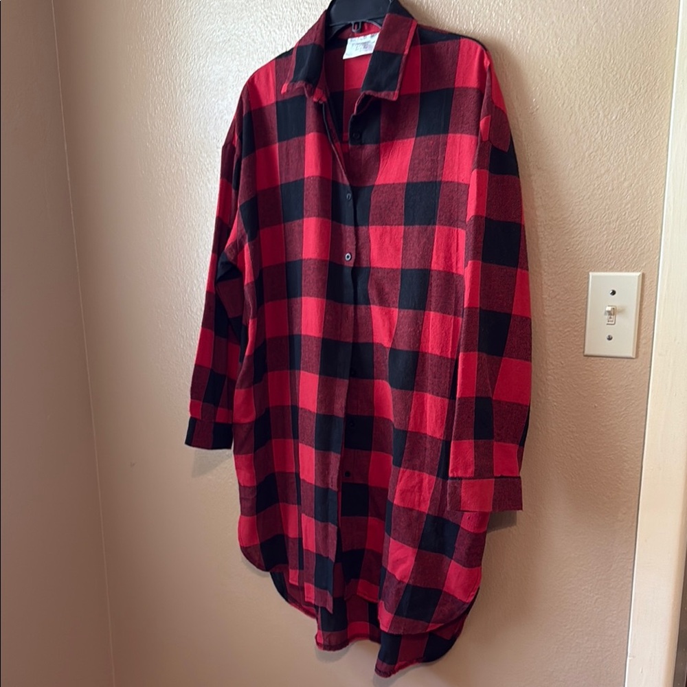 Plaid Button-Up Women's Tunic